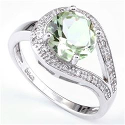 Green Amethyst 1.8CT Buckle Ring in Sterling Silver