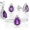 Image 2 : Amethyst 2.6CTW Ring Earring and Necklace Set in Sterling Silver