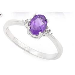 Amethyst and Diamond Ring in Sterling Silver