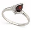 Image 1 : Modern Garnet Ring with Diamond in Sterling Silver