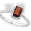 Image 1 : Garnet and Diamond Ring in Sterling Silver
