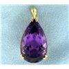 Image 1 : 18 ct Pear Shaped Amethyst Pendant in 14k Gold