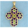 Image 1 : 8 ct tw Amethyst and Peridot Cross Pendant