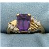 Image 1 : 2.5ct Amethyst and Diamond Ring in 14k Yellow Gold