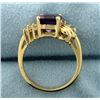 Image 3 : 2.5ct Amethyst and Diamond Ring in 14k Yellow Gold