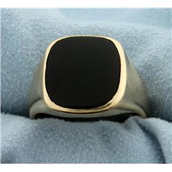 Men's Heavy Onyx Ring in 14k Yellow Gold