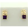 Image 1 : Amethyst and Diamond Earrings in 14k Gold