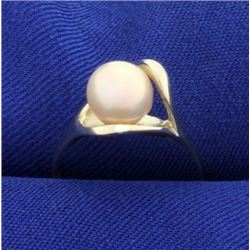 Rose Colored Akoya Pearl Ring in 14k Gold
