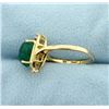 Image 2 : Large Cabochon Emerald and Diamond Ring in 14k Gold