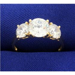 3.5ct TW Three Stone CZ Ring in 14k Yellow Gold