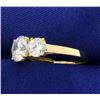 Image 2 : 3.5ct TW Three Stone CZ Ring in 14k Yellow Gold