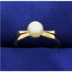 Solitaire Akoya Pearl Ring in 14k Gold