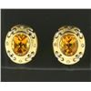 Image 1 : Unique Designer 4ct TW Citrine and Diamond Earrings in 14k Gold
