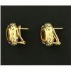 Image 2 : Unique Designer 4ct TW Citrine and Diamond Earrings in 14k Gold
