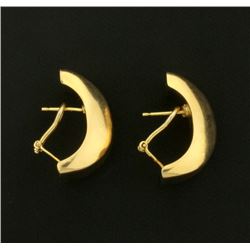 Italian Made Large Statement Half Hoop Designer Earrings in 14k Gold