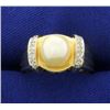 Image 1 : Akoya Pearl and Diamond Ring in 14k Gold