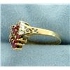 Image 2 : Diamond and Ruby Heart Ring in 14k Gold