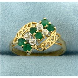 Vintage Emerald and Diamond Ring in 14k Gold