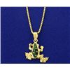 Image 1 : 14k Gold Enameled Frog Pendant with Chain