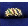 Image 1 : Sapphire, Ruby, Emerald, and Diamond Ring in 14k Gold