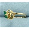Image 2 : Emerald and Diamond Ring in 14k Gold