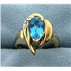 Image 1 : Swiss Blue Topaz and Diamond 14k Ring