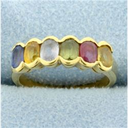 18k Yellow Gold Rainbow Colored Semi-Precious Gemstone Ring