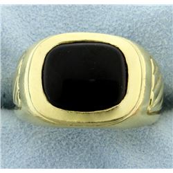 Heavy 18K Yellow Gold Men's Onyx Ring