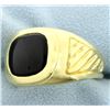 Image 2 : Heavy 18K Yellow Gold Men's Onyx Ring