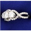 Image 2 : 3 Stone Halo Diamond Ring 2 ct TW