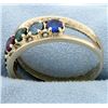 Image 2 : Vintage Multi-Colored Gemstone Ring in 14k Gold