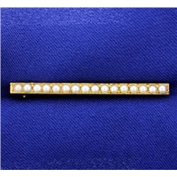 Antique Seed Pearl Bar Pin in 14k Gold