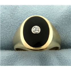 Antique Men's Diamond and Onyx Ring