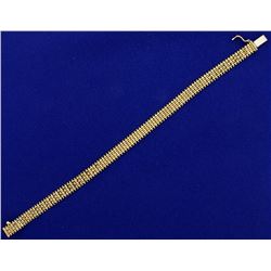 7 1/4 Inch Woven Link Beaded Edge Bracelet