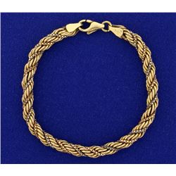 Rope and Box Link Bracelet in Rose, White, and Yellow 14k Gold