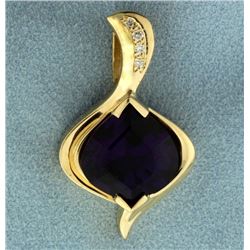 Over 10ct Amethyst and Diamond Pendant or Slide