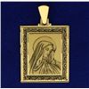 Image 1 : Hand Etched Virgin Mary Pendant n 18k Gold