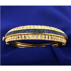 18k Natural Sapphire and Diamond Bangle Bracelet
