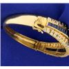 Image 4 : 18k Natural Sapphire and Diamond Bangle Bracelet