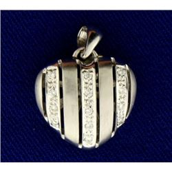 Diamond Striped Heart Pendant