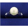 Image 1 : 14k White Gold Solitaire Pearl Ring