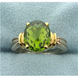 4ct Checkerboard Cut Peridot Ring