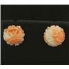 Image 1 : Pink Coral Flower Design Earrings in 14k Gold