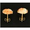 Image 3 : Pink Coral Flower Design Earrings in 14k Gold
