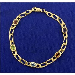 Multi Colored Gemstone Bracelet in 14k Gold