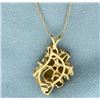 Image 3 : Natural Citrine Pendant with 14k Gold Chain