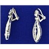 Image 3 : Diamond Clip Back Dangle Earrings in 14k White Gold