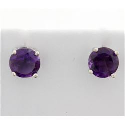 Large Round Amethyst Stud Earrings