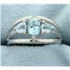 Image 1 : Three Stone Blue Topaz Ring with Diamonds