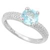 Image 1 : Baby Swiss Blue Topaz Ring with Diamond in Sterling Silver